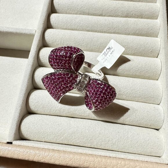 Park Lane Hope Ring Bow Design W/ Pink Crystals Silver Tone Size 7 NWT - Picture 9 of 9